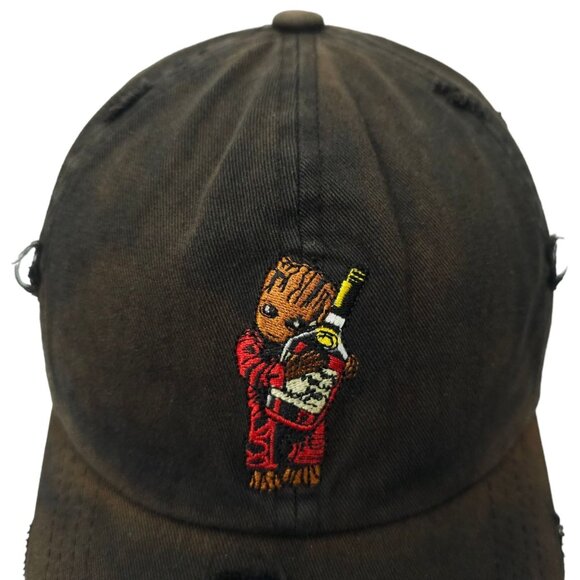 Muka Henny Bottle Groot Distressed Faded Adjustable Cap Trucker Baseball Hat - Picture 7 of 13